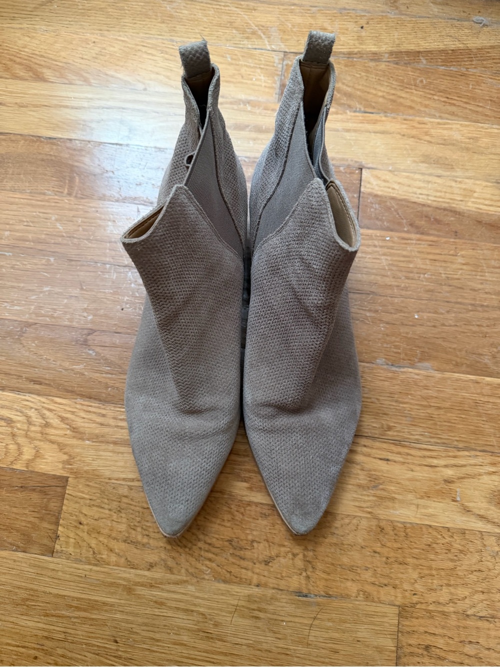 Moschino Taupe Textured Pointed Ankle Booties
